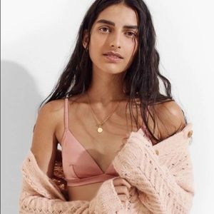 J. Crew Satin Plunge Bralette in Warm Cedar